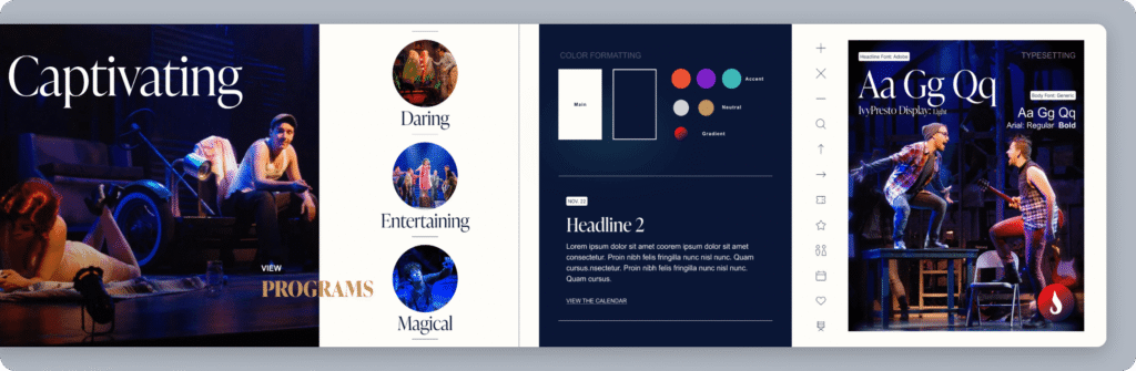 Slow Burn Theatre Co. Moodboard sample. Captivating and view program design samples