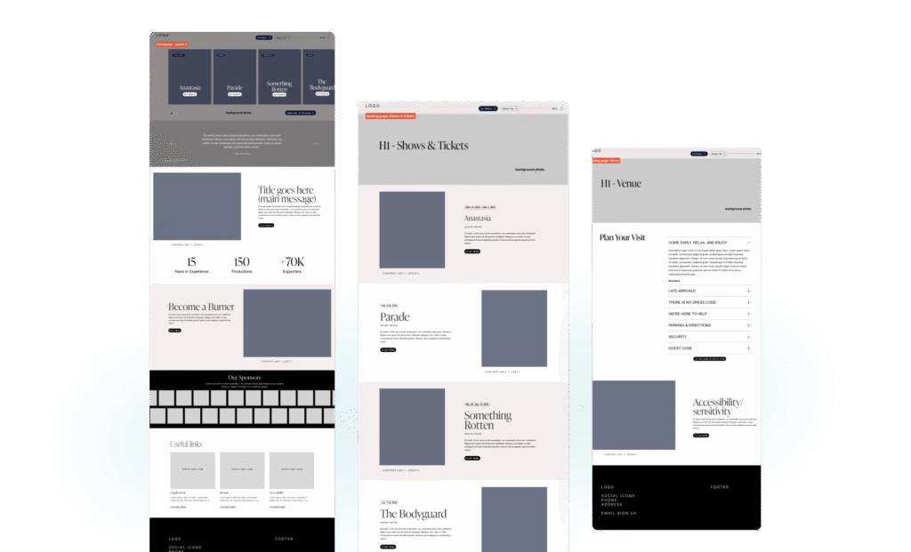 Wireframes design samples